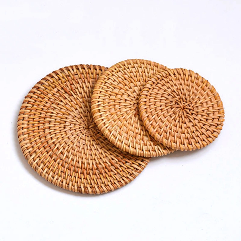 Wholesale Vintage Handmade Custom Tea Beer Drink Rattan Coaster Set
