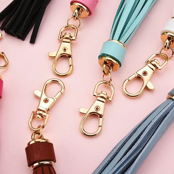 PU Leather Tassel Bag Pendant Tassel Keychain with Lobster