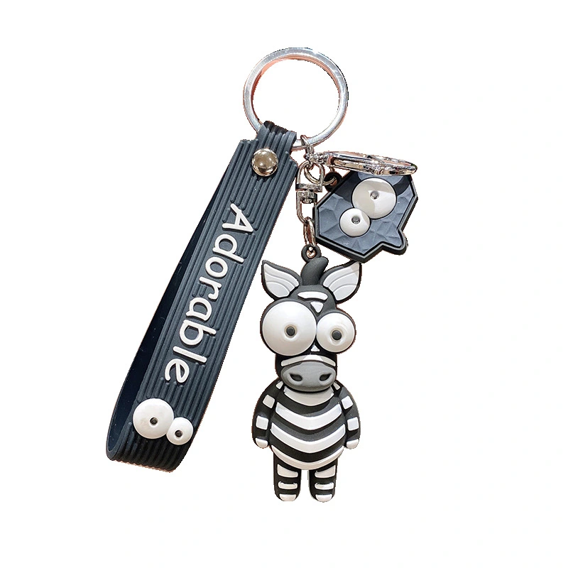 Promotion 3d Soft Pvc Rubber Cartoon Animal Zebra Giraffe Keychain