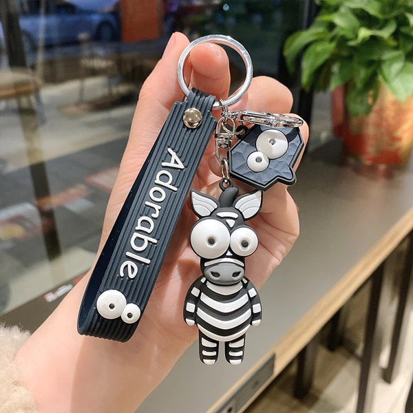 Promotion 3d Soft Pvc Rubber Cartoon Animal Zebra Giraffe Keychain