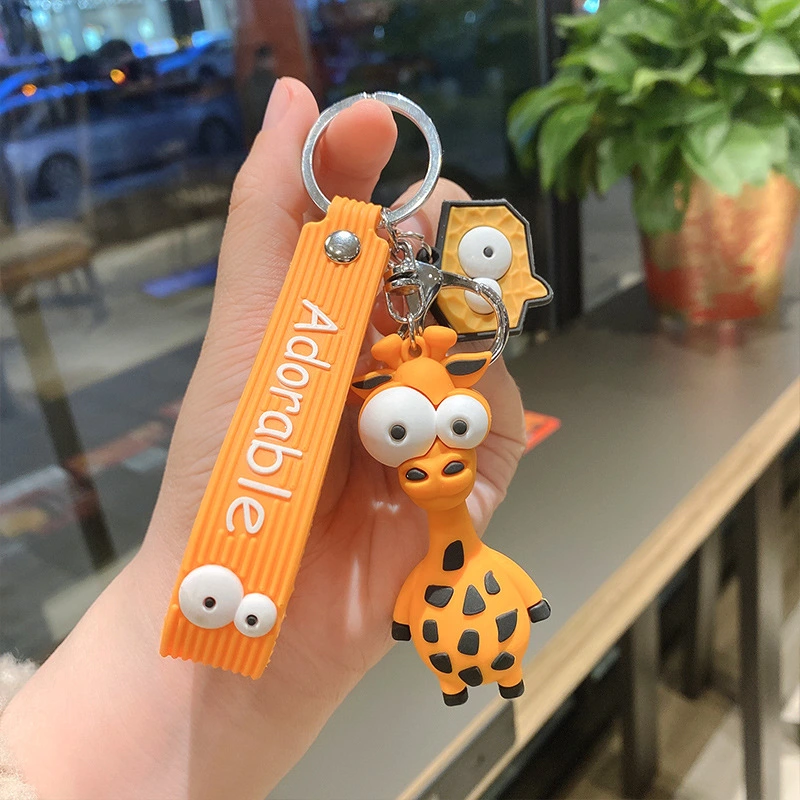 Promotion 3d Soft Pvc Rubber Cartoon Animal Zebra Giraffe Keychain