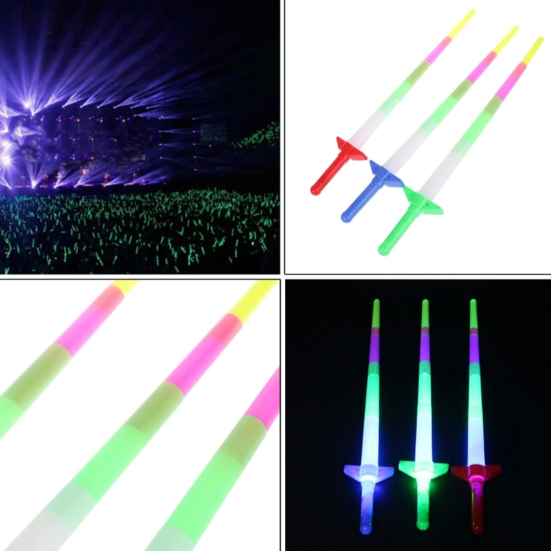 Extendable LED Glow Sword Kids Toy Flashing Stick Celebration Props