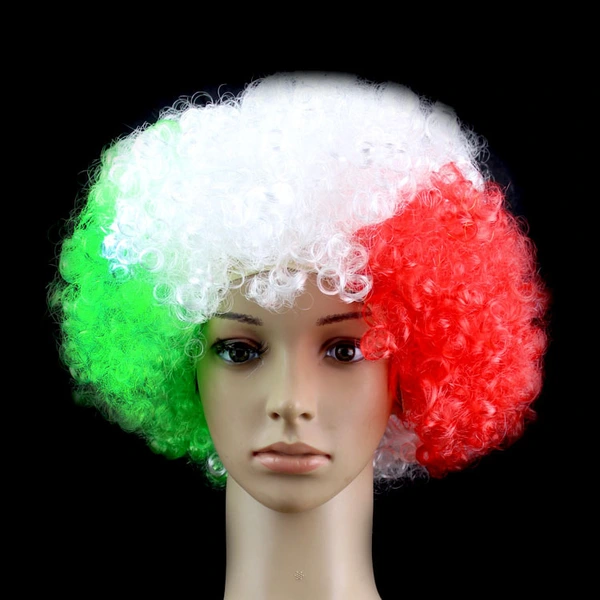 Explosive Multicolor Fake Hair Football Fans Carnival Curly Wig Props