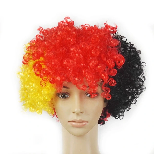 Explosive Multicolor Fake Hair Football Fans Carnival Curly Wig Props