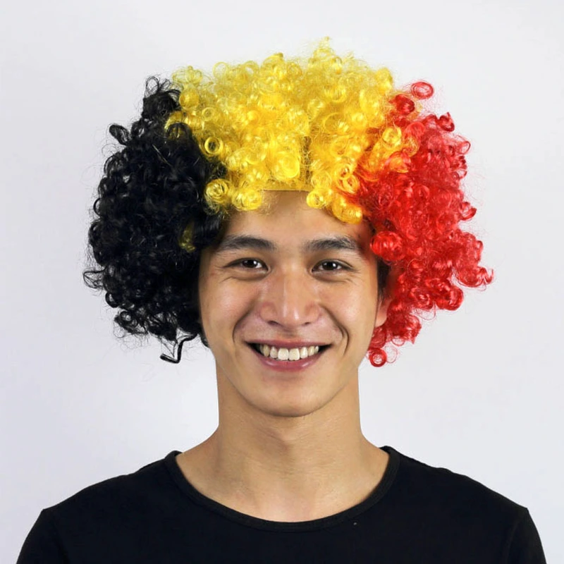 Explosive Multicolor Fake Hair Football Fans Carnival Curly Wig Props