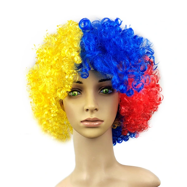 Explosive Multicolor Fake Hair Football Fans Carnival Curly Wig Props