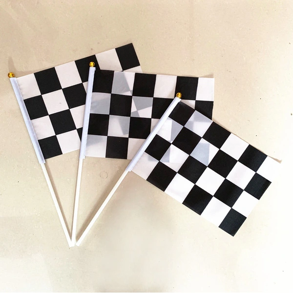 Custom Logo Hand Waving Flags Mini Checkered Flag Car Racing Flag