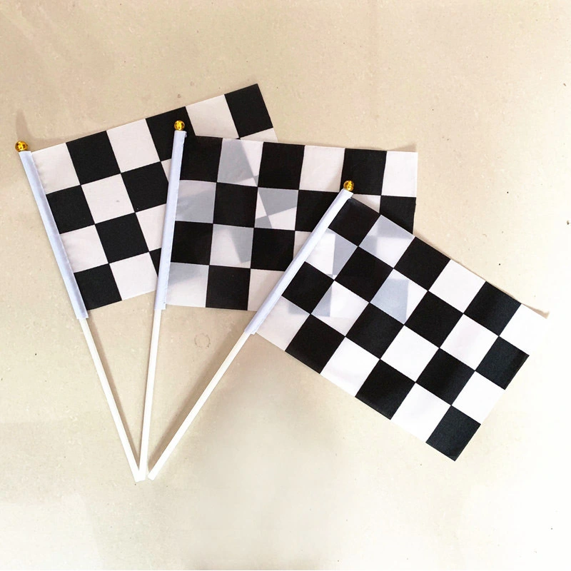 Custom Logo Hand Waving Flags Mini Checkered Flag Car Racing Flag