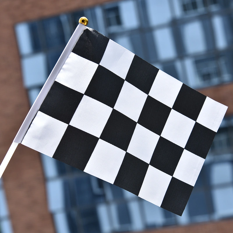 Custom Logo Hand Waving Flags Mini Checkered Flag Car Racing Flag