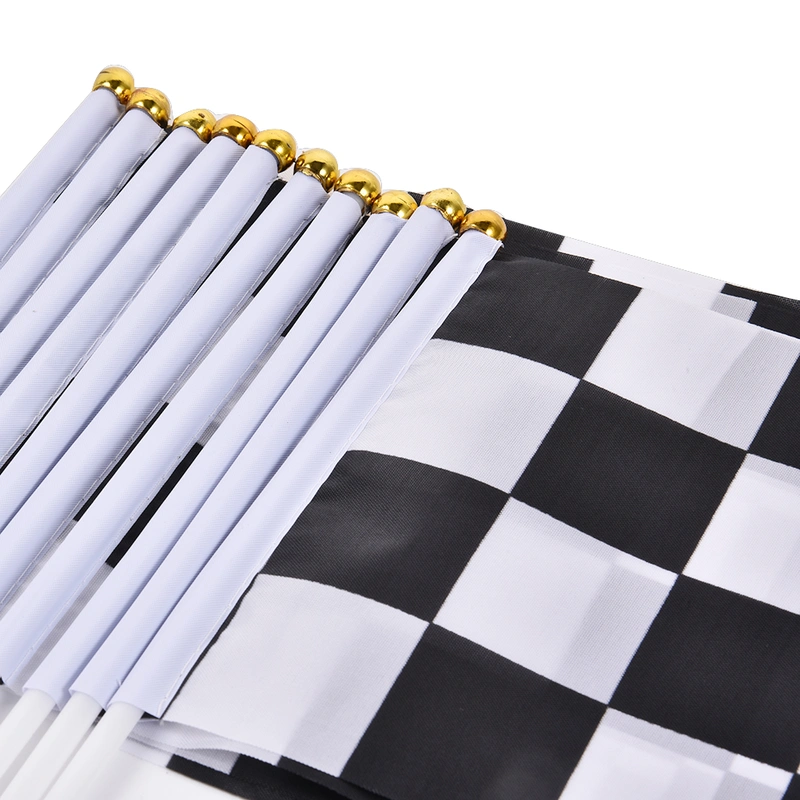 Custom Logo Hand Waving Flags Mini Checkered Flag Car Racing Flag