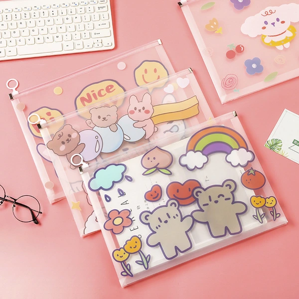 Wholesale Transparent Plastic Document A4 File Storage Stationery Bag