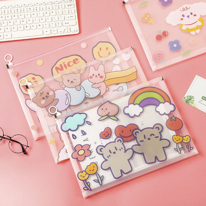 Wholesale Transparent Plastic Document A4 File Storage Stationery Bag