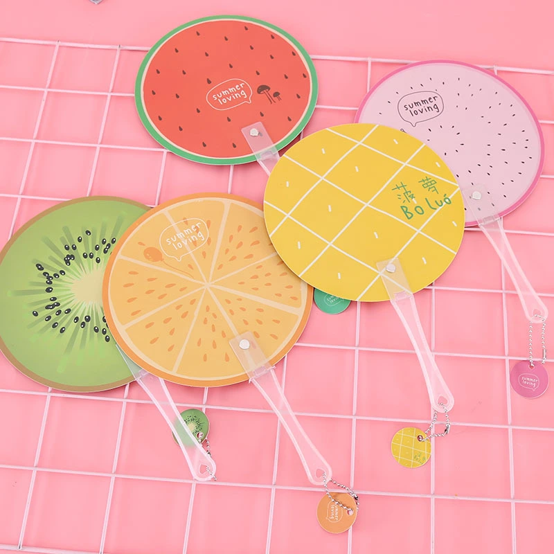 Promotional Advertising Gifts Kids Cartoon Round Fruit Handle Fan