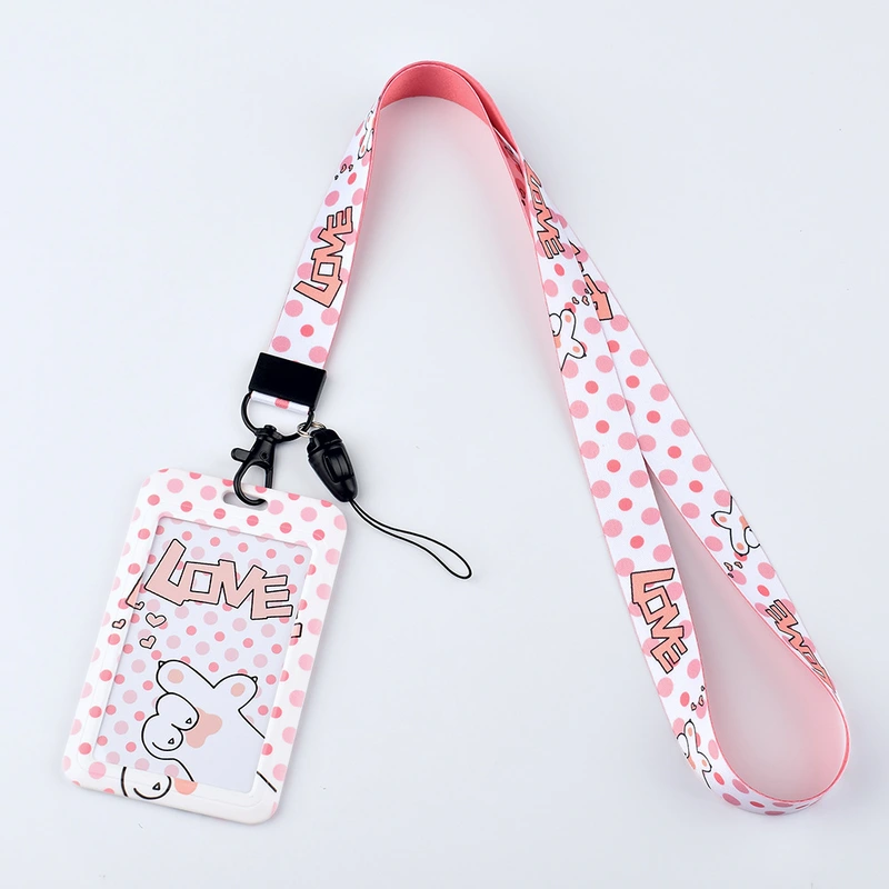 Student Badge Holder Neck Strap Office Lady Cute ID Holder Lanyard