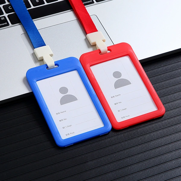 Custom Company Office Staff Plastic Name Card Work Card Holder Lanyard