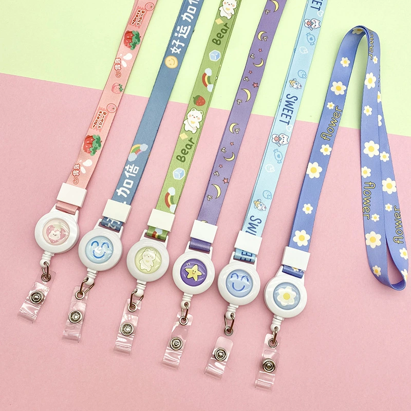 Promotional High Quality Cartoon Anime Sublimation Pull Reel Lanyard