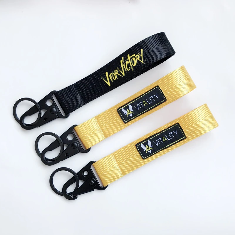 Custom Short Carabiner Nylon Wrist Keychain Strap Wholesale