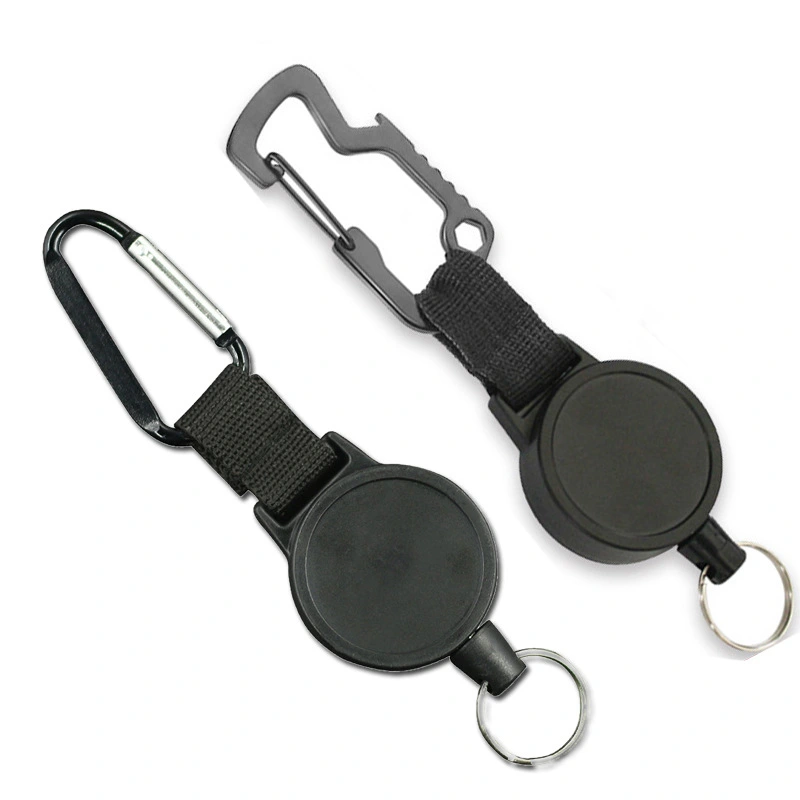 Novelty Tactical Combat Short Carabiner Hook Strap with Pull Reel