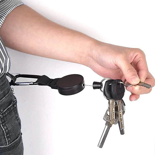 Novelty Tactical Combat Short Carabiner Hook Strap with Pull Reel