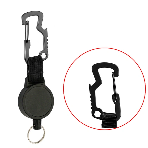 Novelty Tactical Combat Short Carabiner Hook Strap with Pull Reel