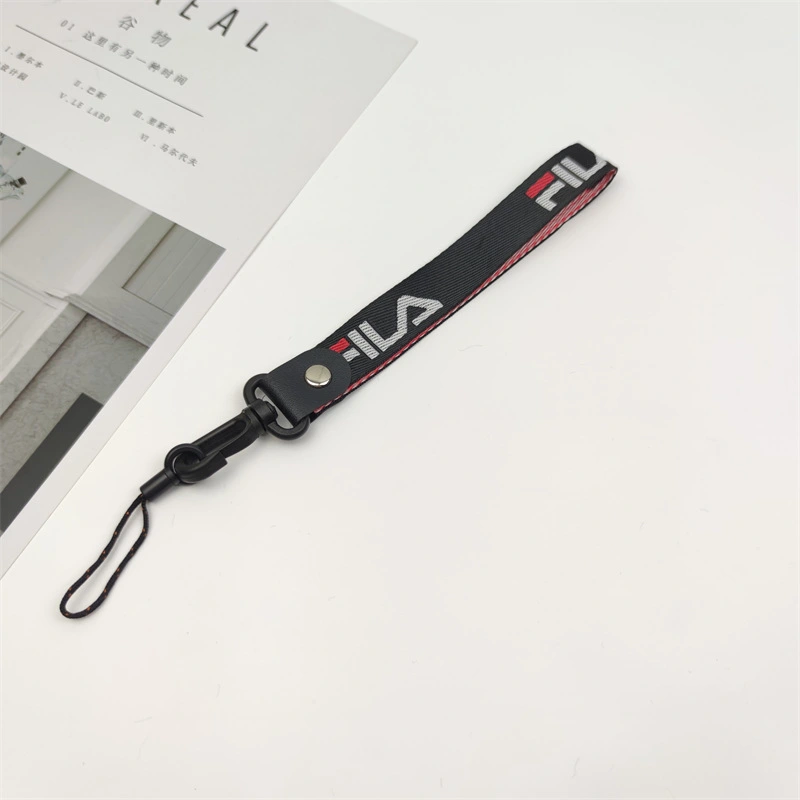 Promotional Polyester Short Woven Wrist Lanyard for Phone Keychain