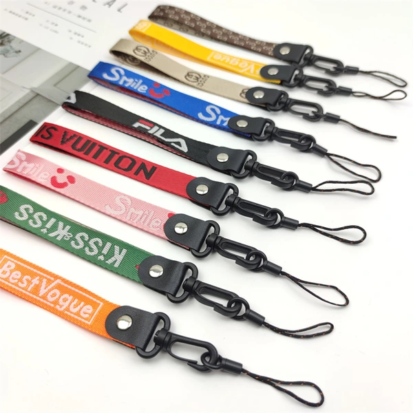 Promotional Polyester Short Woven Wrist Lanyard for Phone Keychain