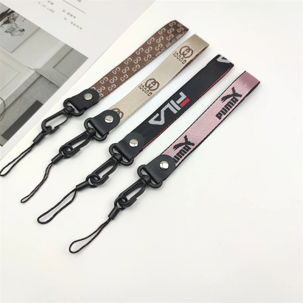 Promotional Polyester Short Woven Wrist Lanyard for Phone Keychain