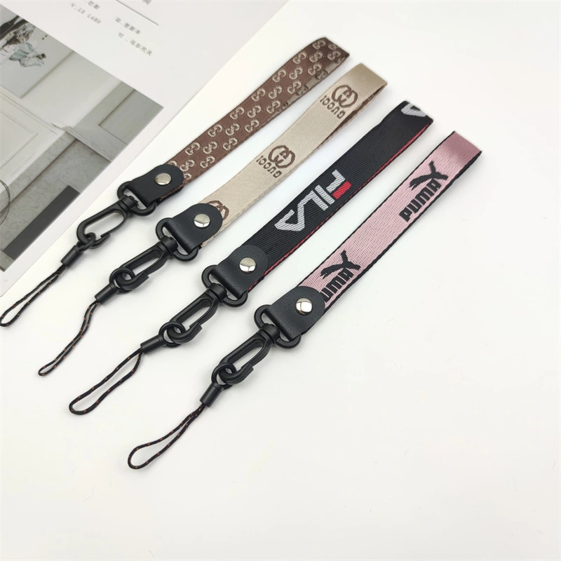 Promotional Polyester Short Woven Wrist Lanyard for Phone Keychain
