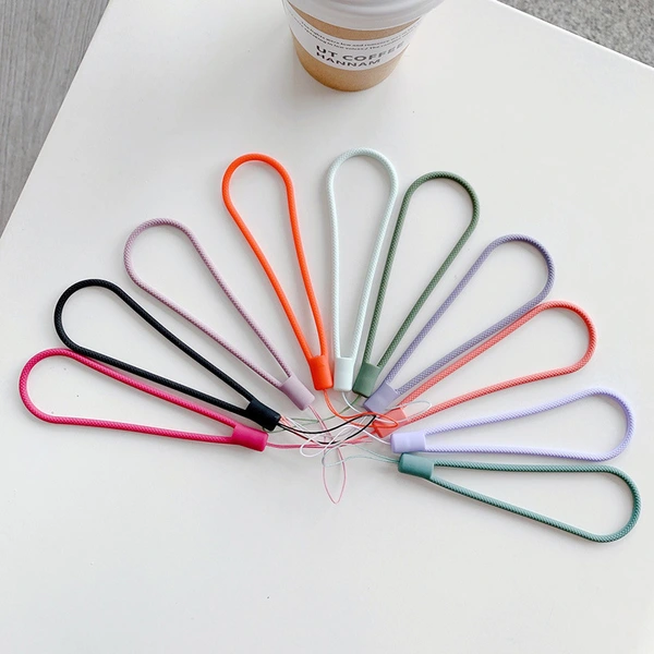 Mobile Phone Solid Colour Soft Rubber Silicone Wrist Strap Lanyard