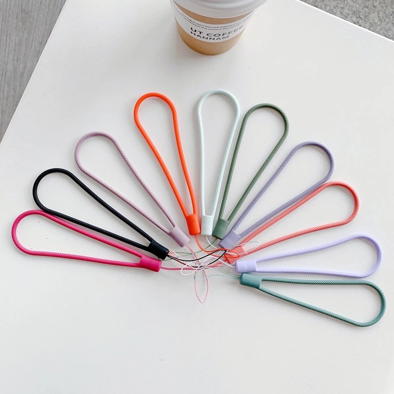 Mobile Phone Solid Colour Soft Rubber Silicone Wrist Strap Lanyard
