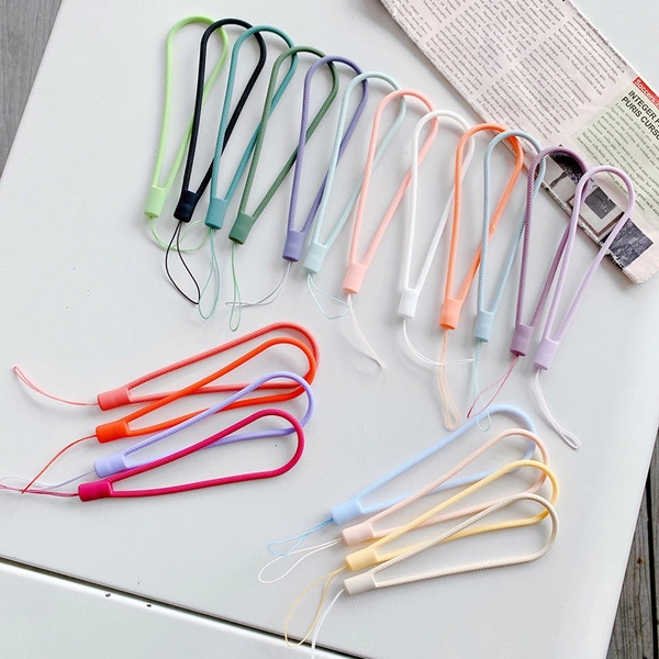 Mobile Phone Solid Colour Soft Rubber Silicone Wrist Strap Lanyard