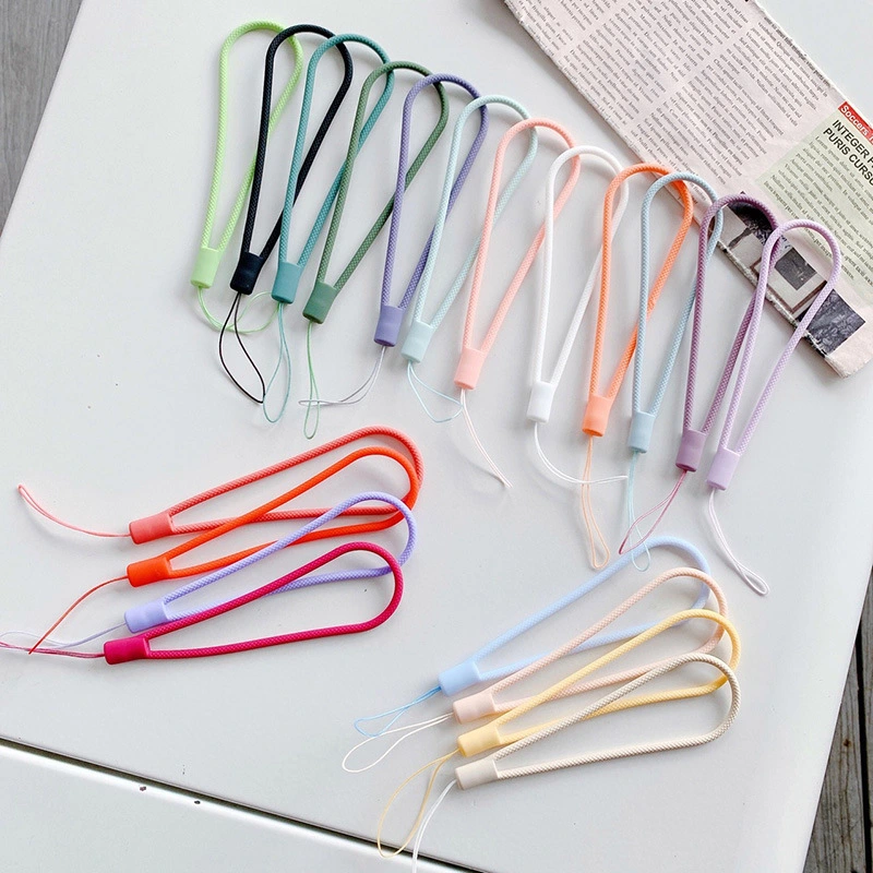 Mobile Phone Solid Colour Soft Rubber Silicone Wrist Strap Lanyard