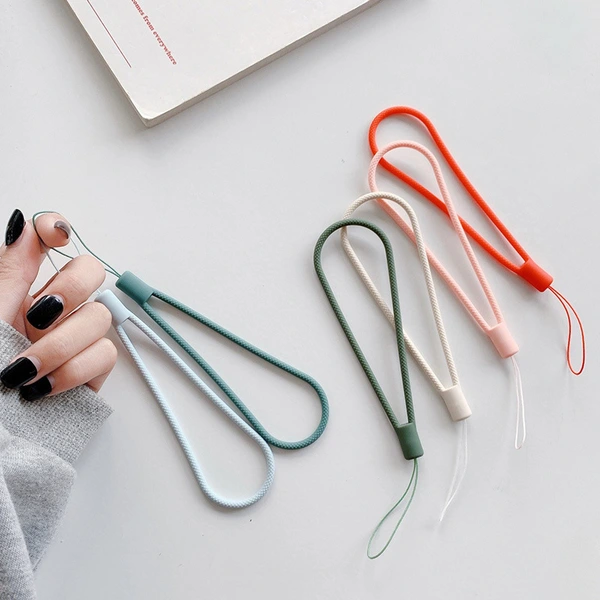 Mobile Phone Solid Colour Soft Rubber Silicone Wrist Strap Lanyard