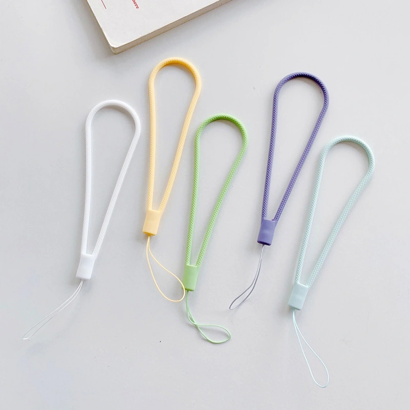 Mobile Phone Solid Colour Soft Rubber Silicone Wrist Strap Lanyard