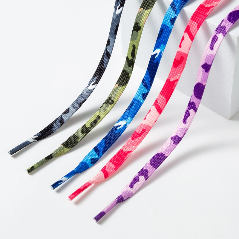 Customized Heat Transfer Print Polyester Flat Camo Shoe Strings Ropes