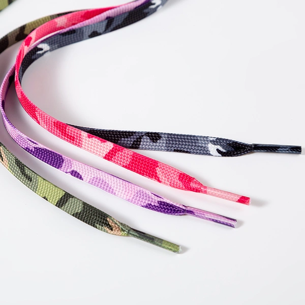 Customized Heat Transfer Print Polyester Flat Camo Shoe Strings Ropes