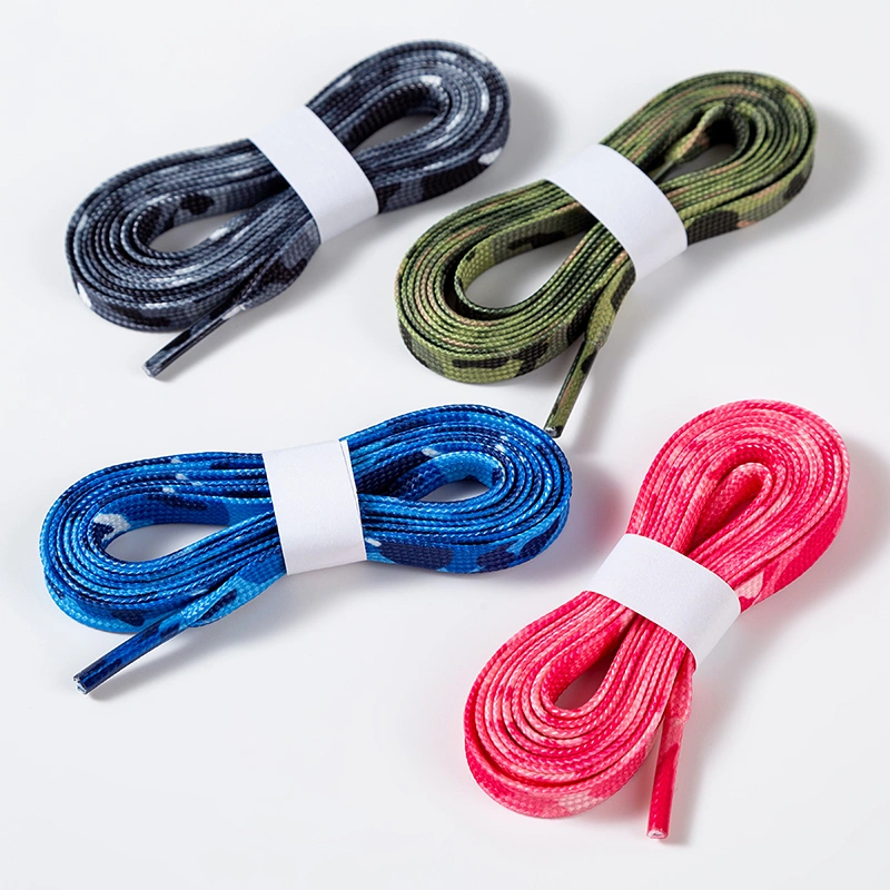 Customized Heat Transfer Print Polyester Flat Camo Shoe Strings Ropes