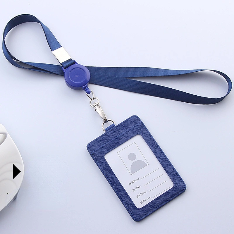 Retractable Pull Reel Leather Holder ID Lanyard School Office Supplies