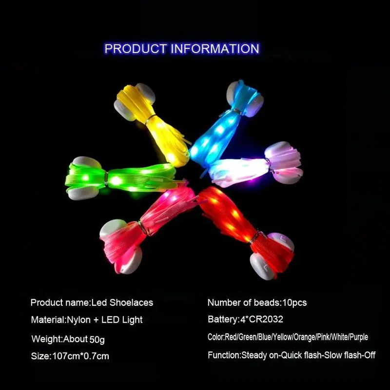 Glow In Dark Flashing Shoe Lace Promotional Light Up Led Shoelace
