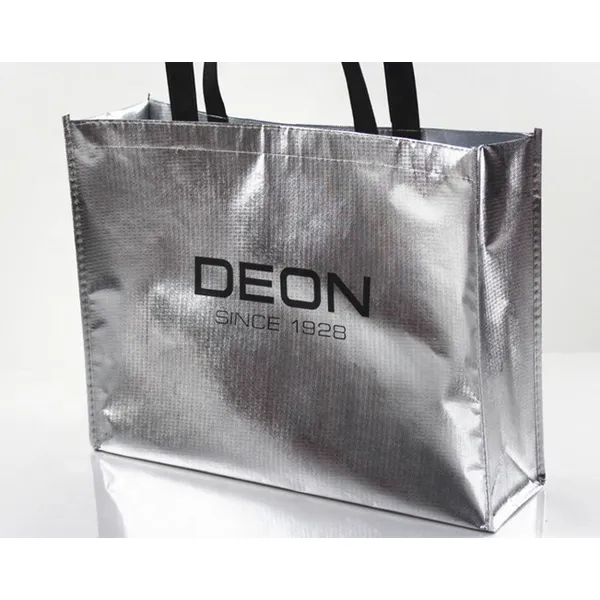 Custom Print Gold Metallic Non Woven Shopping Bag Reusable Tote Bags
