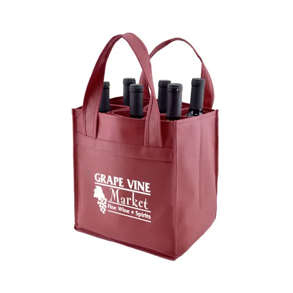 Custom Promotional 6 Storage Bottle Wine Tote Non Woven Bags