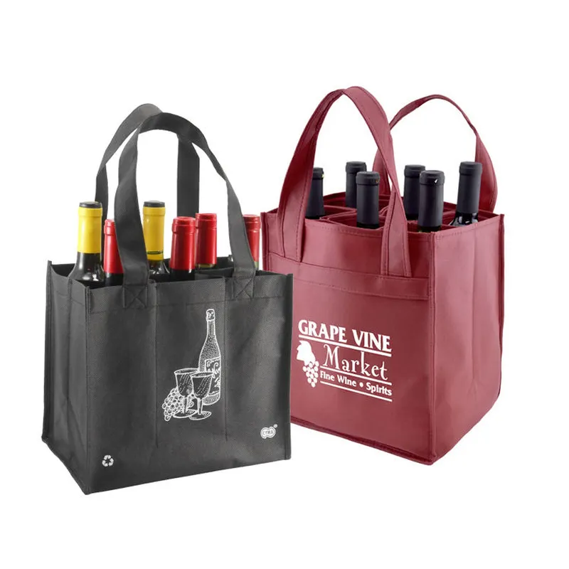Custom Promotional 6 Storage Bottle Wine Tote Non Woven Bags