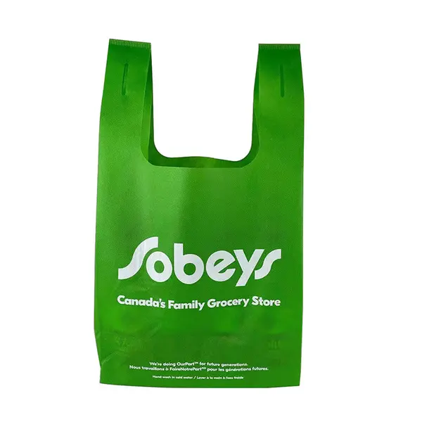 Custom Non Woven T-shirt Bags Recyclable Vest Carrier Bags