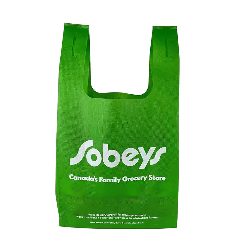 Custom Non Woven T-shirt Bags Recyclable Vest Carrier Bags