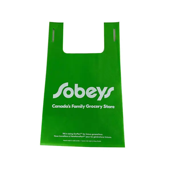 Custom Non Woven T-shirt Bags Recyclable Vest Carrier Bags