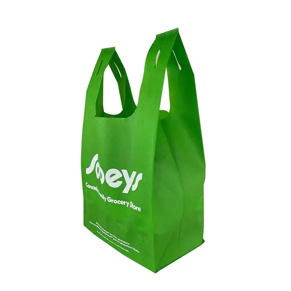 Custom Non Woven T-shirt Bags Recyclable Vest Carrier Bags