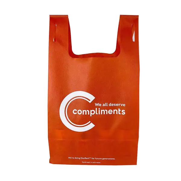 Custom Non Woven T-shirt Bags Recyclable Vest Carrier Bags