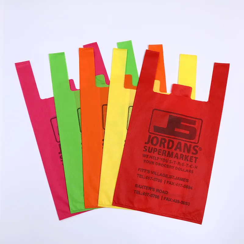 Custom Non Woven T-shirt Bags Recyclable Vest Carrier Bags