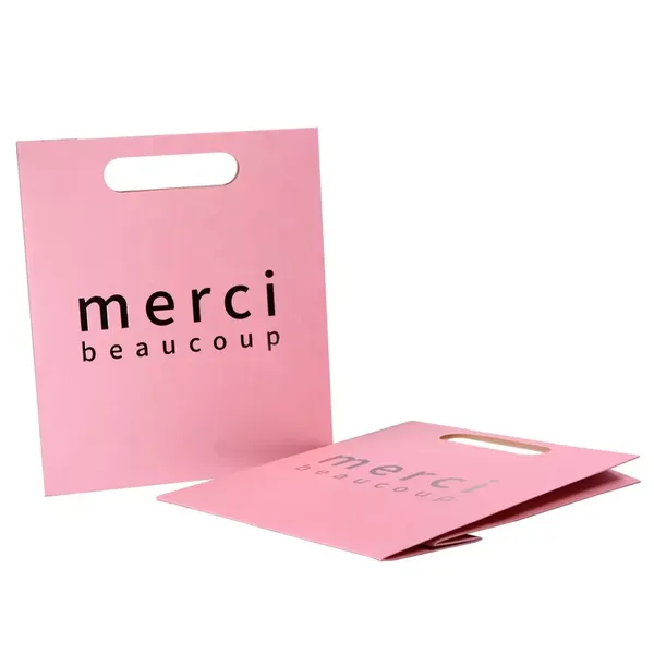 Custom Print Promotional Die Cut Handle Pink Paper Shopping Bag