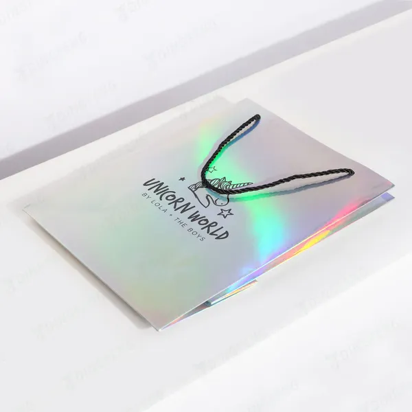 Glossy Holographic Cosmetics Gift Cardboard Paper Bag